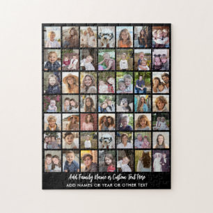 Puzzle Grille de collage photo 49 avec texte - noir