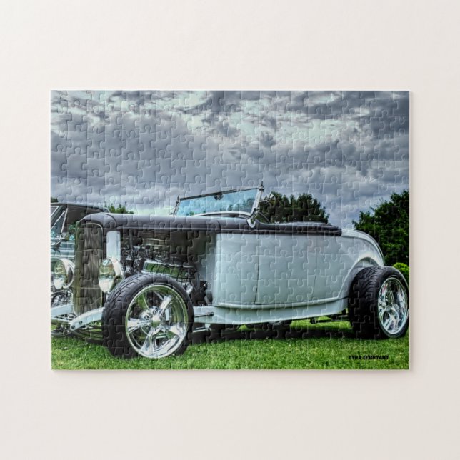 Puzzle Gris Classic Roadster Antique Car (Horizontal)