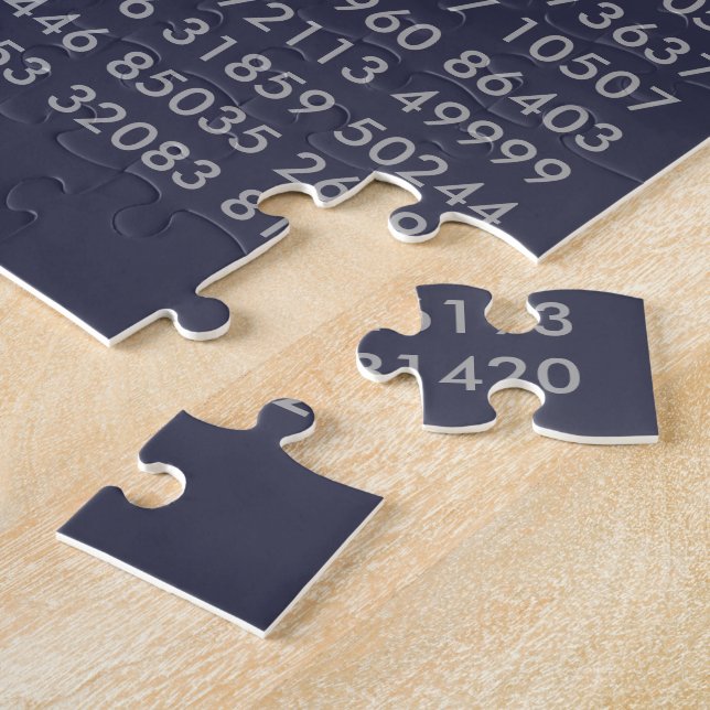 Puzzle gris de bleu marine de chiffres de jour des maths (Côté)