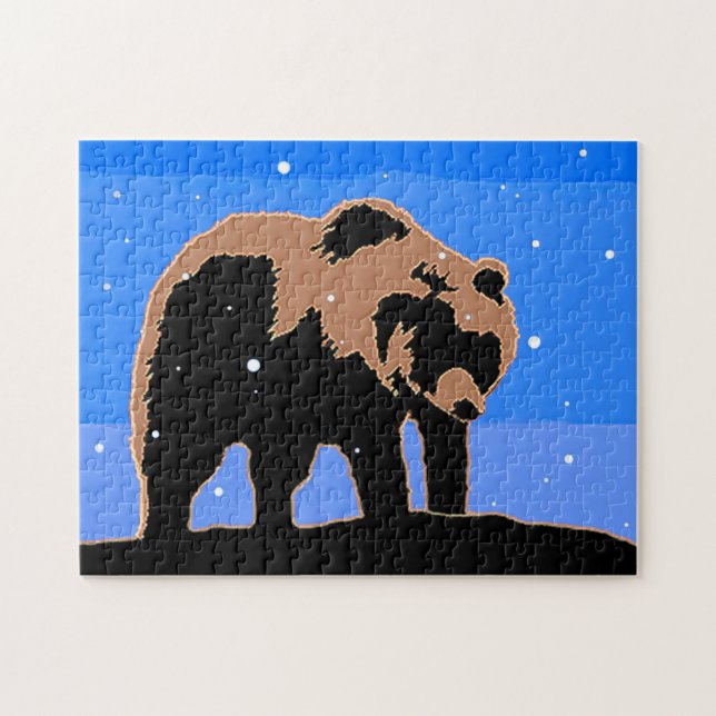 Puzzle Grizzly Bear en hiver - Art original de la faune (Horizontal)