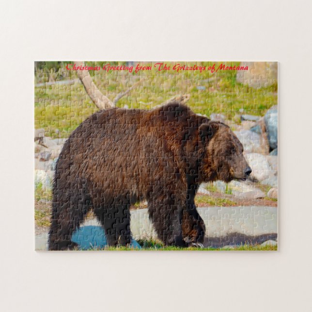 Puzzle Grizzly Bears Montana. Salutation de Noël (Horizontal)