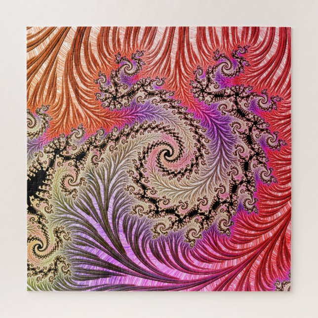 Puzzle Groovy Abstrait Digital Funky Boho Spirale Fractal (Vertical)
