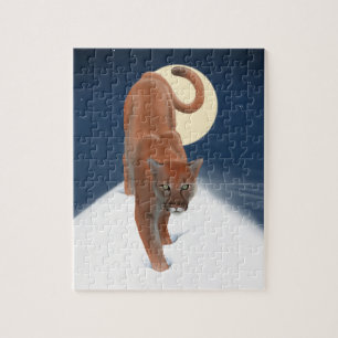 Puzzle Gros Chat Dans La Neige D'Hiver - Lion De Montagne