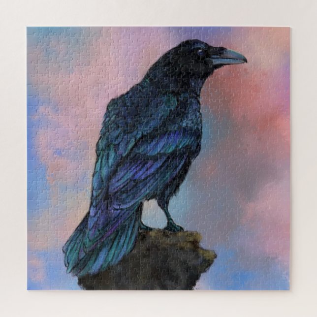 Puzzle Gros Corbeau commun - Peinture  (Vertical)