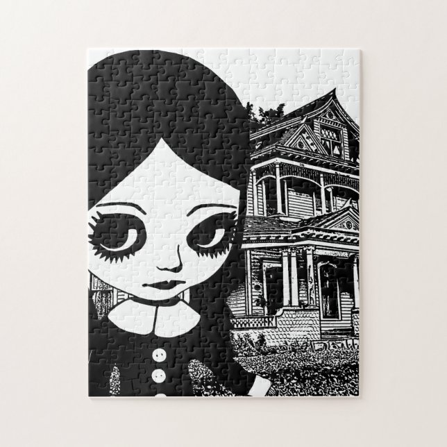 Puzzle Gros oeil Goth girl Maison hantée Art original (Vertical)