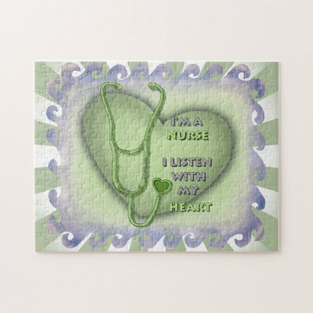 Puzzle Grosse infirmière au coeur vert (Horizontal)