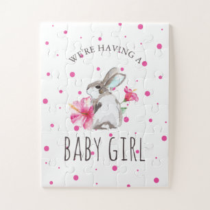 Puzzle Grossesse Faire-part lapin rose