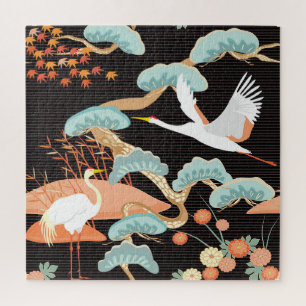 Puzzle Grues, hérons : motif japonais d'oiseaux.
