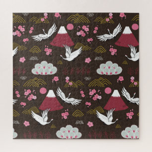 Puzzle Grues japonaises : Motif traditionnel sans couture