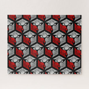 Puzzle Grues japonaises, rouge, gris / gris / noir