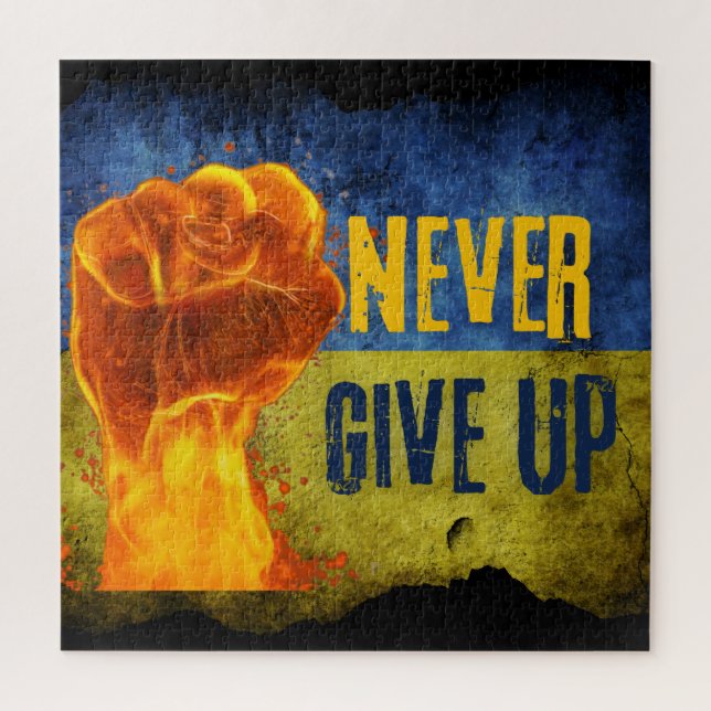 Puzzle Grunge N'Abandonne Jamais La Première Flamme D'Ukr (Vertical)