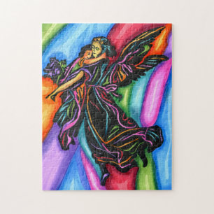 Puzzle Guardian Angel with Child Abstrait Art original