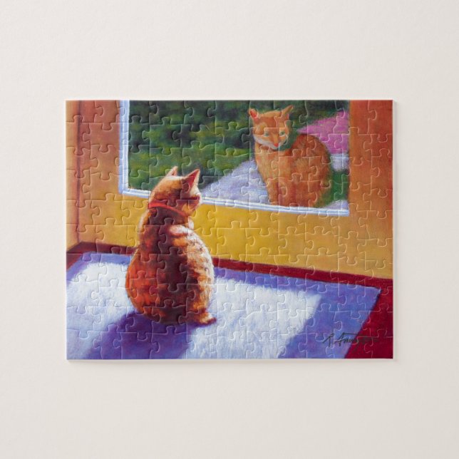 Puzzle Guardian Orange Tabby Manx (Horizontal)