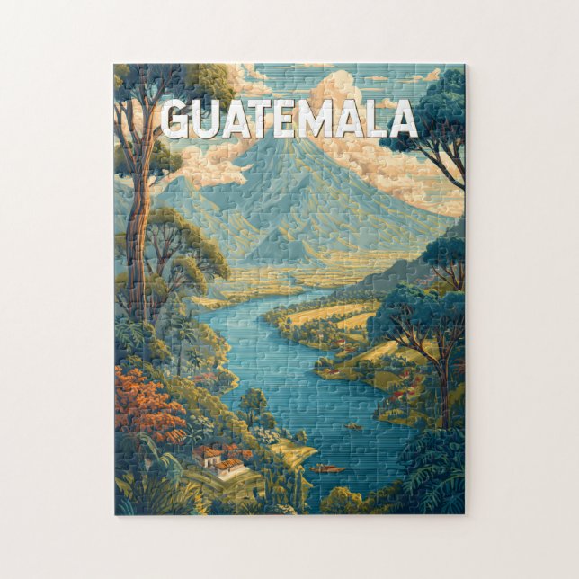 Puzzle Guatemala Illustration Voyage Art Vintage (Vertical)