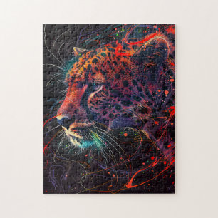 Puzzle Guépard avec des traînées lumineuses rougeâtres