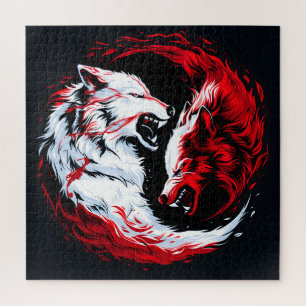 Puzzle Guerrier Loup Cosmique Rouge Blanc