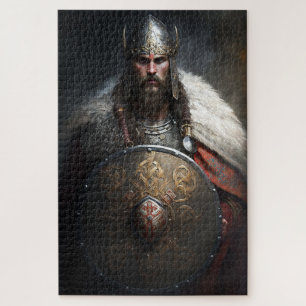 Puzzle Guerrier Viking IA tenant un bouclier