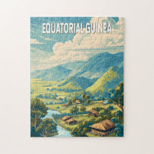 Puzzle Guinée équatoriale Illustration Voyage Art Vintage