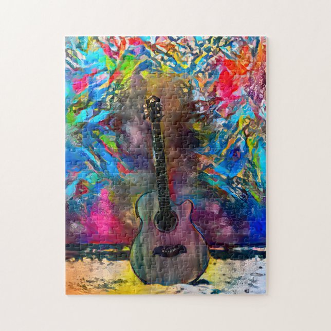 Puzzle Guitare Abstraite colorée | Difficile (Vertical)
