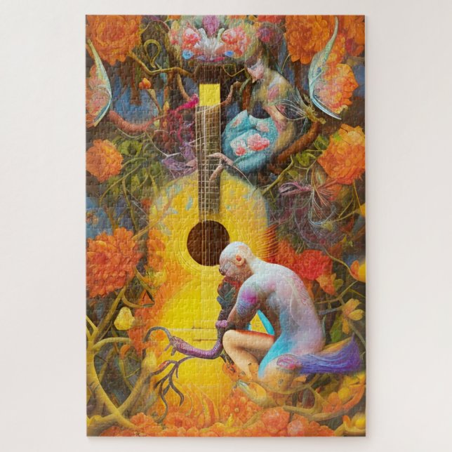 Puzzle Guitare acoustique arbre de vie avec l'homme (Vertical)