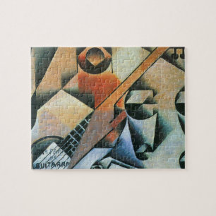 Puzzle Guitare (Banjo) et lunettes, Juan Gris, Art Vintag