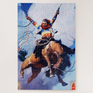 Puzzle “Guns Ablazing” Western Art by NC Wyeth