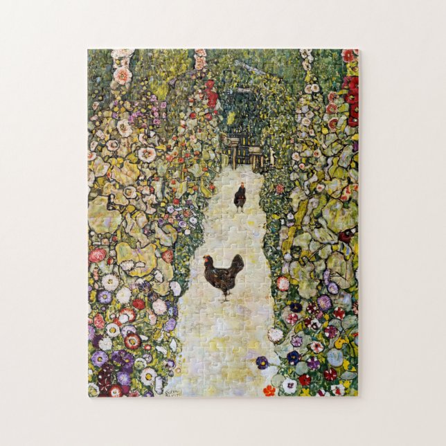 Puzzle Gustav Klimt - Chemin du jardin avec poulets (Vertical)