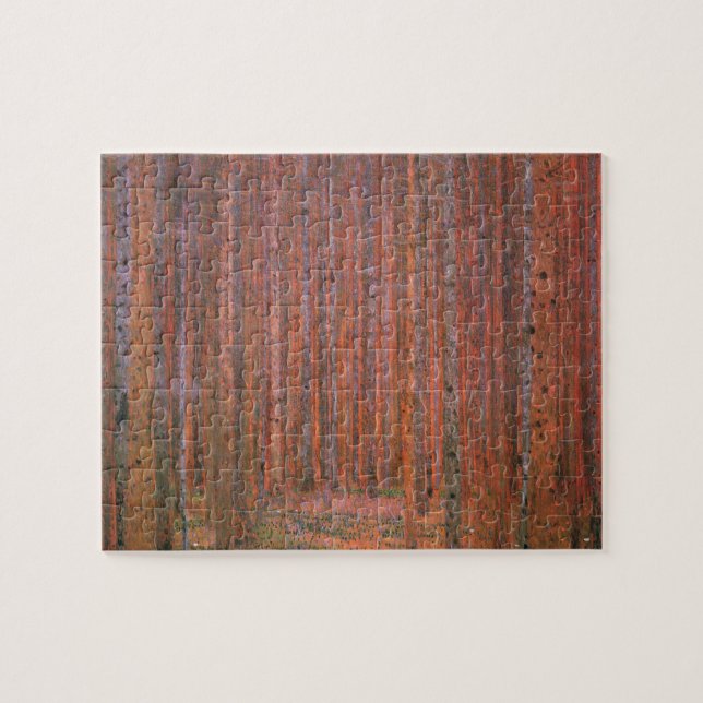 Puzzle Gustav Klimt Fir Forêt Tannenwald Arbres rouges (Horizontal)