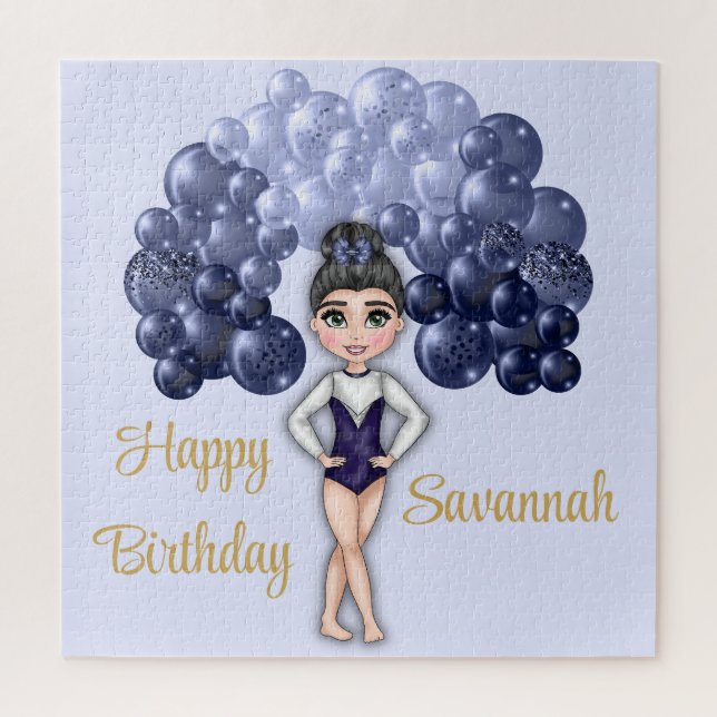 Puzzle Gymnastique Anniversaire avec Bleu Balloon Arch (Vertical)