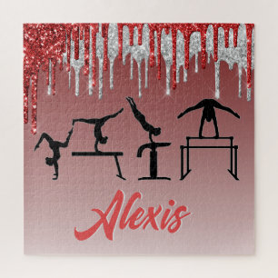 Puzzle Gymnastique rouge et argent Parties scintillant Om