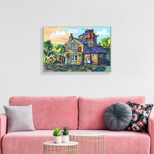 Puzzle Hall Inn, Sowerby Bridge Art Print (Insitu(LivingRoom))