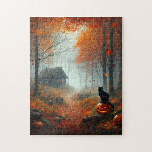 Puzzle Halloween/Automne/Automne/citrouille/chat