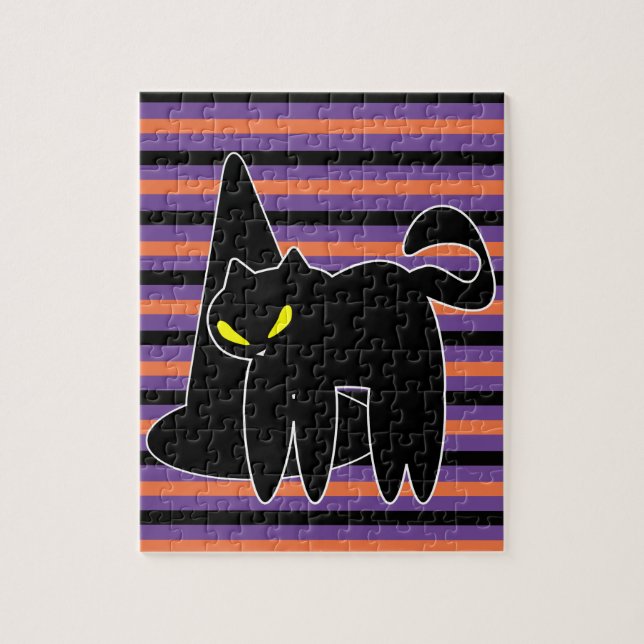 Puzzle Halloween Chat Noir Sorcières Casquettes (Vertical)