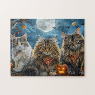 Puzzle Halloween chats de Sibérie Éffrayant
