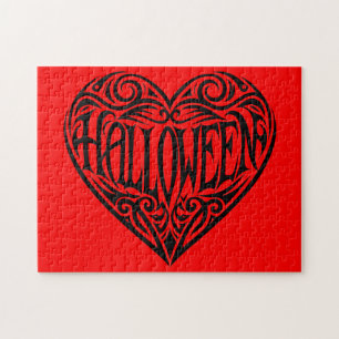 Puzzle Halloween cœur, Cœur noir, Vacances