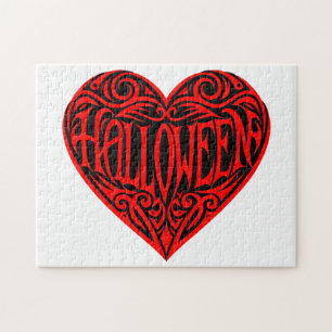Puzzle Halloween cœur, cœur rouge, vacances