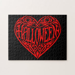 Puzzle Halloween cœur, cœur rouge, vacances