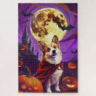 Puzzle Halloween Corgi Vampire Citrouilles Épouvantable