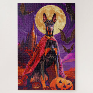Puzzle Halloween Doberman Vampire Citrouilles effroi