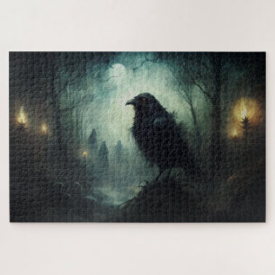 Puzzle Halloween gothique Corbeaux Éffrayants