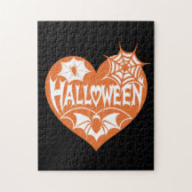 Halloween Heart, Orange Heart Shape, Spider Web