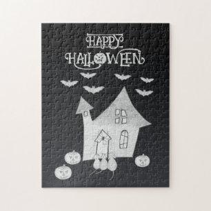 Puzzle Halloween la nuit avec Haunted House, chauves-sour