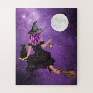 Puzzle Halloween Magic Flying Witch