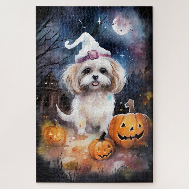 Puzzle Halloween Malti Tzu Avec Peur Citrouille (Vertical)