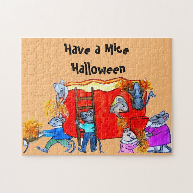 PUZZLE HALLOWEEN MICE NETTOYER LE CITROUILLE (Horizontal)