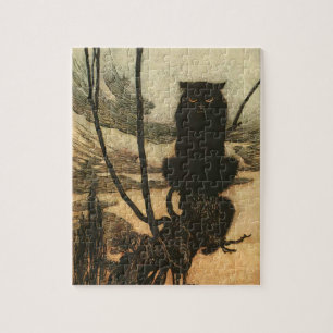 Puzzle Halloween noir Chat Vintage Rackham effrayant