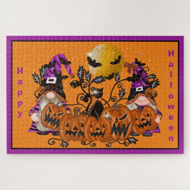 Puzzle Halloween Orange Gnome tendance (Horizontal)