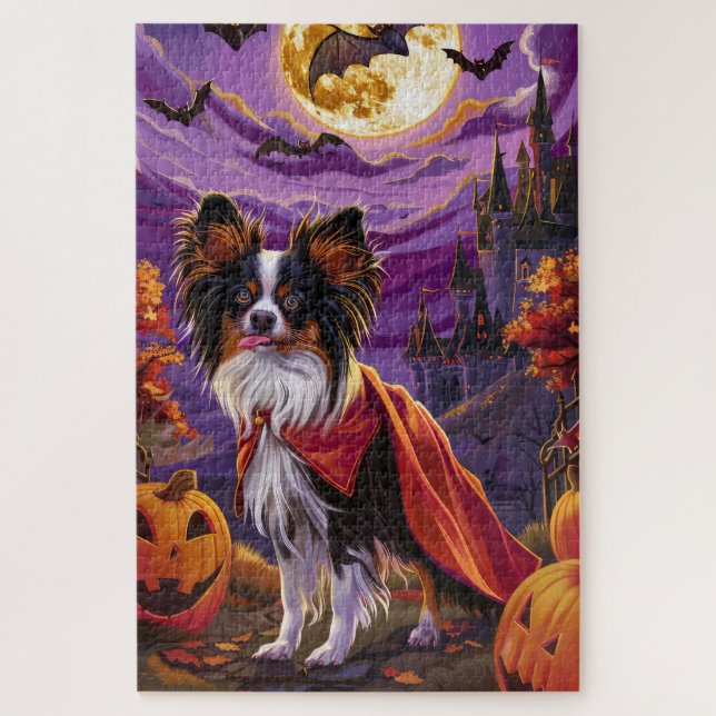 Puzzle Halloween Papillon Vampire Citrouilles effroi (Vertical)