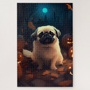 Puzzle Halloween Pekingese Avec Peur Citrouille