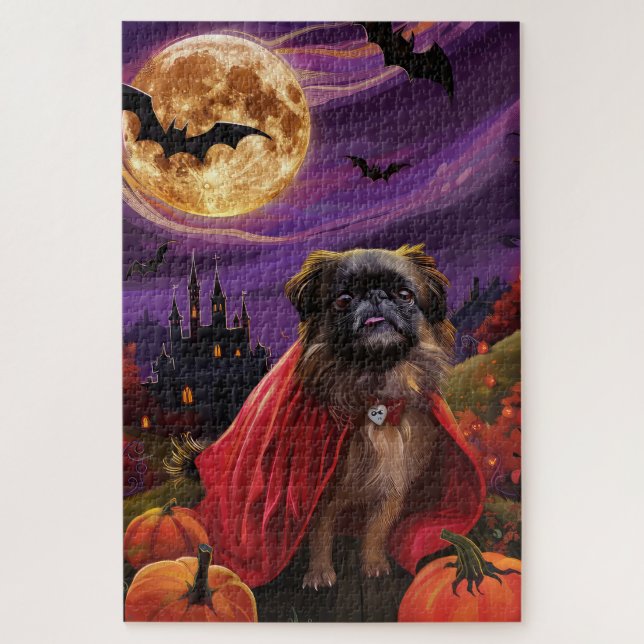 Puzzle Halloween Pekingese Vampire Citrouilles effroi (Vertical)